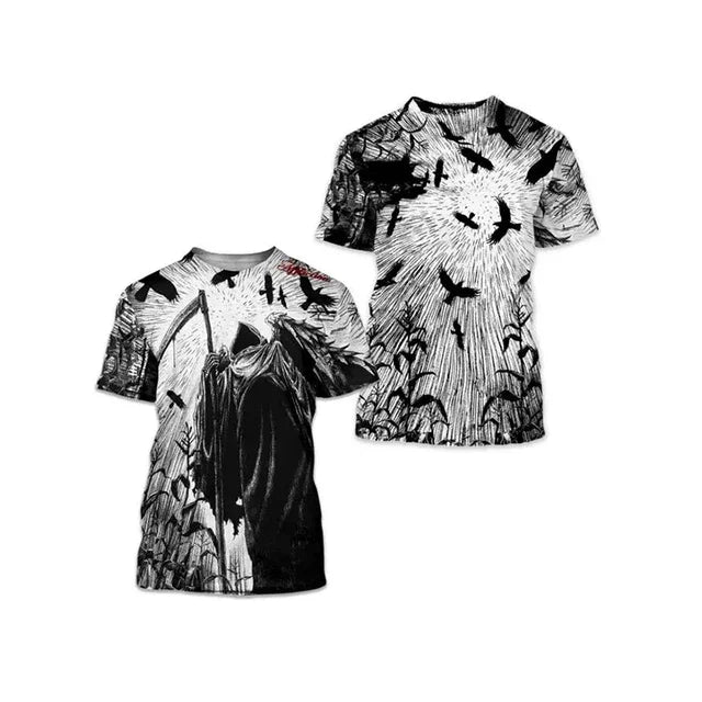 Fashionable  Cross  Pictures For Men's T-Shirts Trend Digital Printing Casual Round Neck Short Sleeved Tops