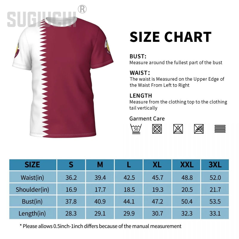 Custom Name Number Qatar Flag Emblem 3D T-shirts For Men Women Tees jersey team Clothes Soccer Football Fans Gift T shirt