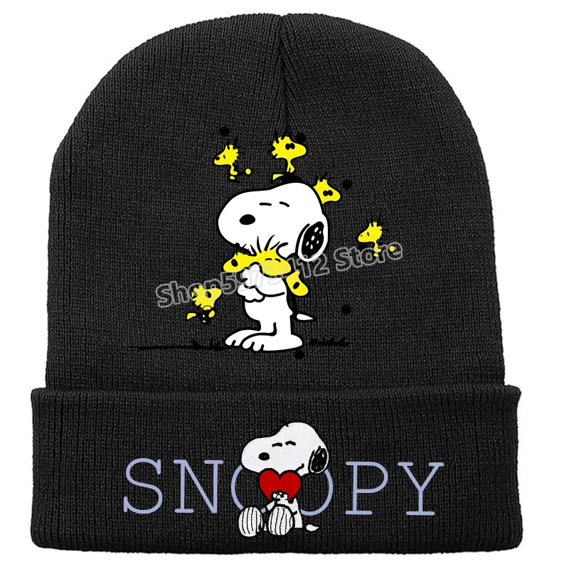 Snoopy Knitted Hats Kawaii Peanuts Comic Skullies Beanies Boys Girls Winter Warmer Bonnet Women Men Kids Casual Cap Anime Gift