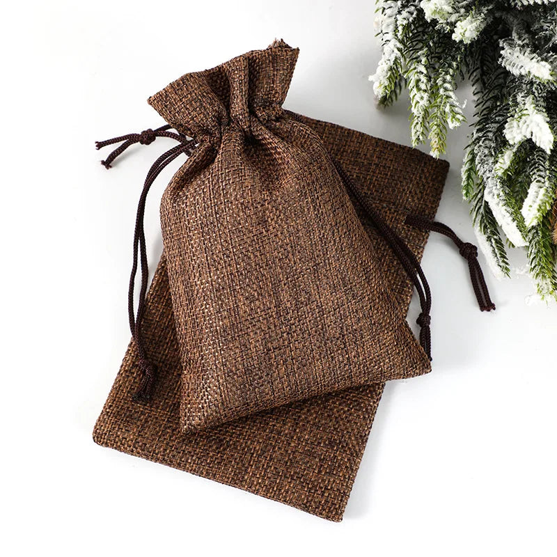 30/50 Pcs Multi Colors Jute Storage Bags Christmas Party Wedding Gift Fabric Package Drawstring Pouches Gift Bag 7x9/10x14cm