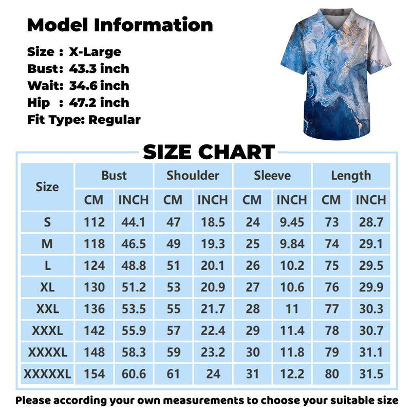 Men'S Printing Short Sleeve V-Neck Working Blouse Chest Pocket Hospital Doctor Workwear Poplin Fabric Veterinary Surgical Outfit