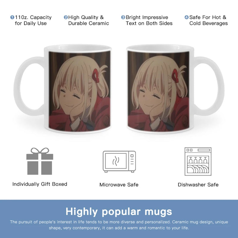 Lycoris Recoil Chisato Free shipping Coffee Cups Reusable Portable Coffee Cup Dishwasher Safe Coffee Mug Coffee Tea Travel Cups