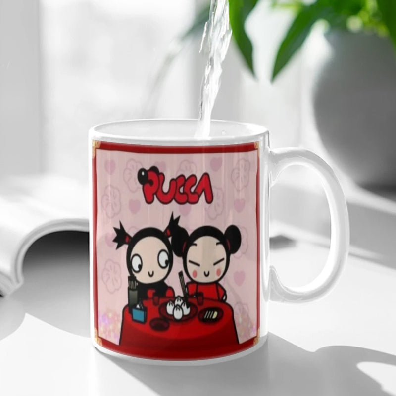 Cute Cartoon Pucca Garu Ceramic Mugs Coffee Cups Milk Tea Cup ins Oatmeal Breakfast Mug Drinkware Kitchen