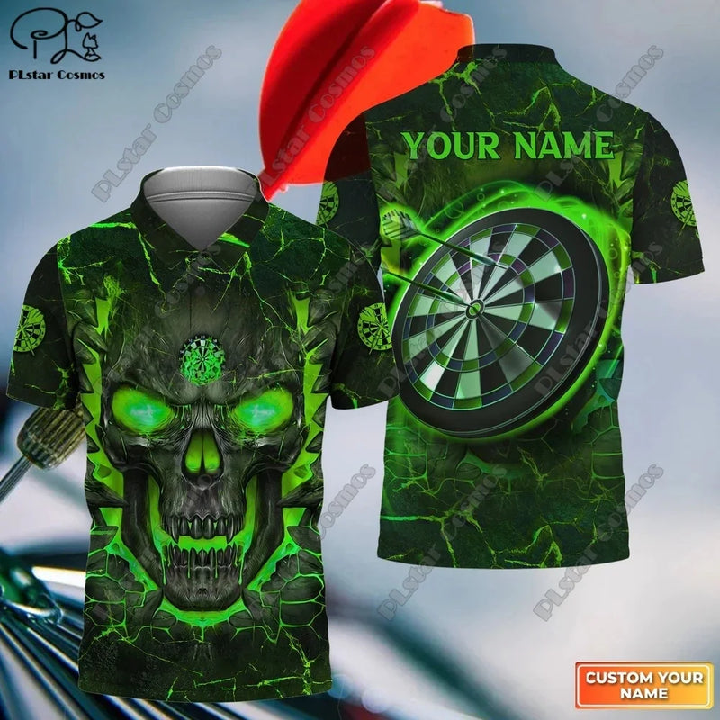 PLstar Cosmos Personalized Name Multicolor Skull Dart 3D Printing Unisex Polo Shirt Summer Street Casual Tops Sleeveless T-Shirt