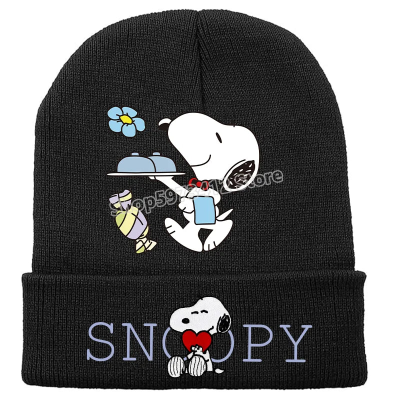 Snoopy Knitted Hats Kawaii Peanuts Comic Skullies Beanies Boys Girls Winter Warmer Bonnet Women Men Kids Casual Cap Anime Gift