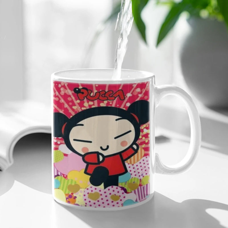 Cute Cartoon Pucca Garu Ceramic Mugs Coffee Cups Milk Tea Cup ins Oatmeal Breakfast Mug Drinkware Kitchen