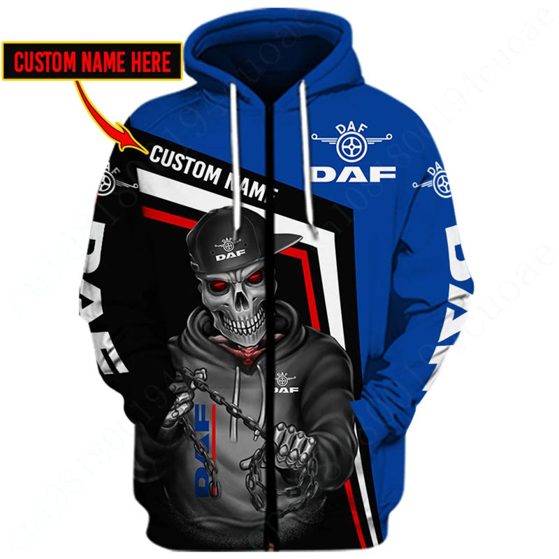 DAF Clothing Unisex Sweatshirt Harajuku Hoodies Casual Oversize Zip Hoodie 3D Printing Pullover Anime Hoodies For Men Women