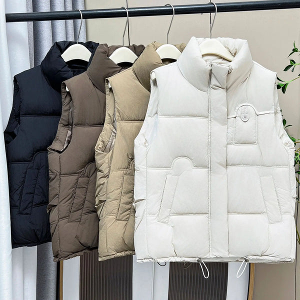 Plus Size Women Parka Winter Loose Stand Collar Warm Sleeveless Jacket Fashion Cotton-Padded Vest 833