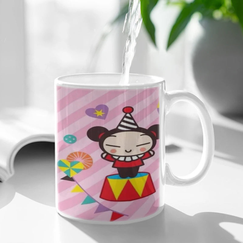 Cute Cartoon Pucca Garu Ceramic Mugs Coffee Cups Milk Tea Cup ins Oatmeal Breakfast Mug Drinkware Kitchen