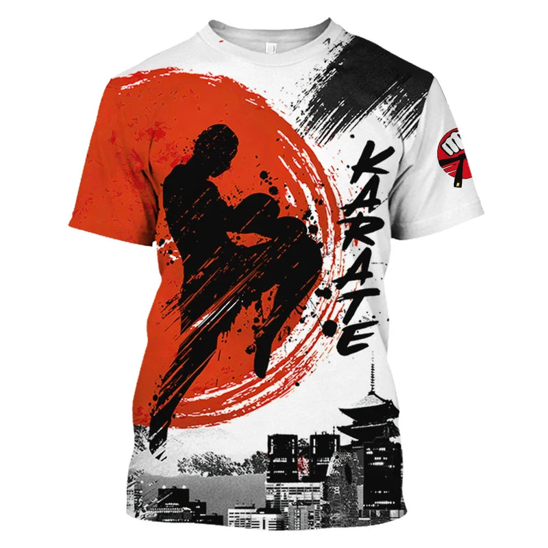 Japan Training T-shirt Men's 3d Karate Printed Tee Tops Oversized Short-sleeved High-quality Sportswear Men Quick-drying T Shirt