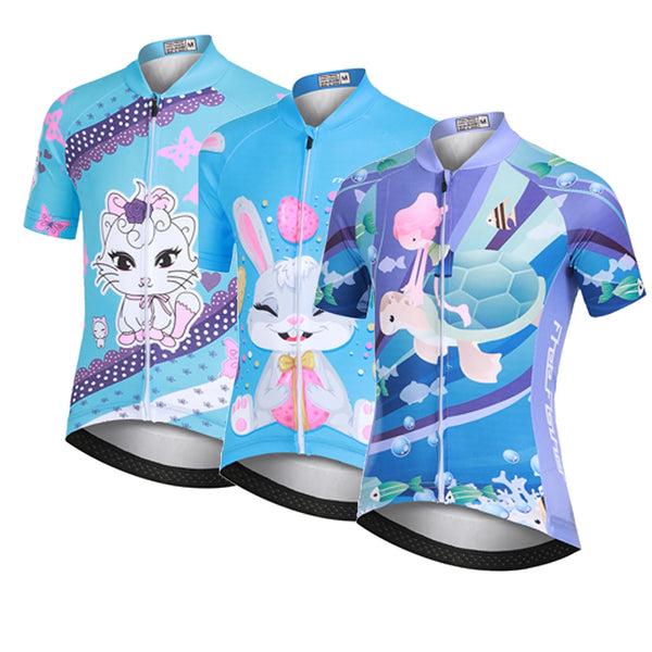 Cartoon Printed Short Sleeve Children's Cycling Jersey Quick-dry Mesh Cloth MTB Bike Riding Wear Boys Girls Bicycle Clothing