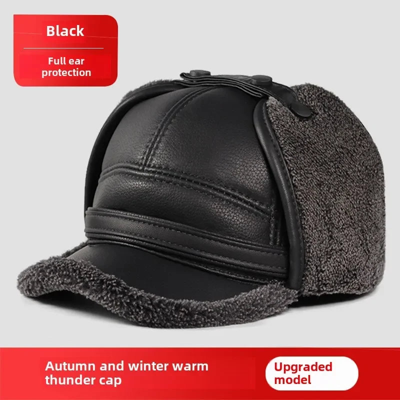 Winter Warm Ear Protect Cap Hat Men Outdoor Windproof Cap Bomber Hat Baseball Cap Ear Warm Man Dad Father Grandpa Gift