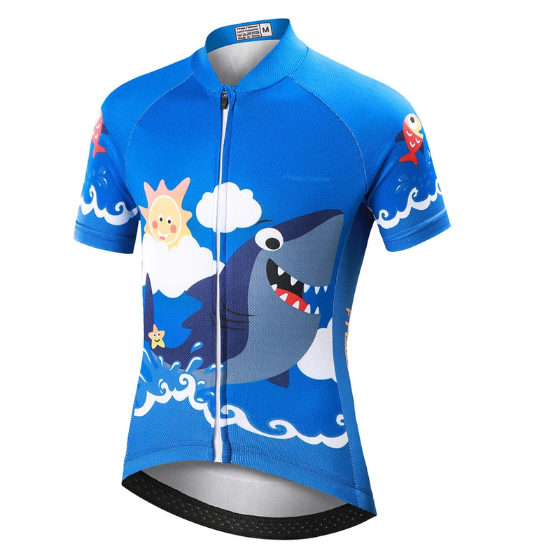 Cartoon Printed Short Sleeve Children's Cycling Jersey Quick-dry Mesh Cloth MTB Bike Riding Wear Boys Girls Bicycle Clothing