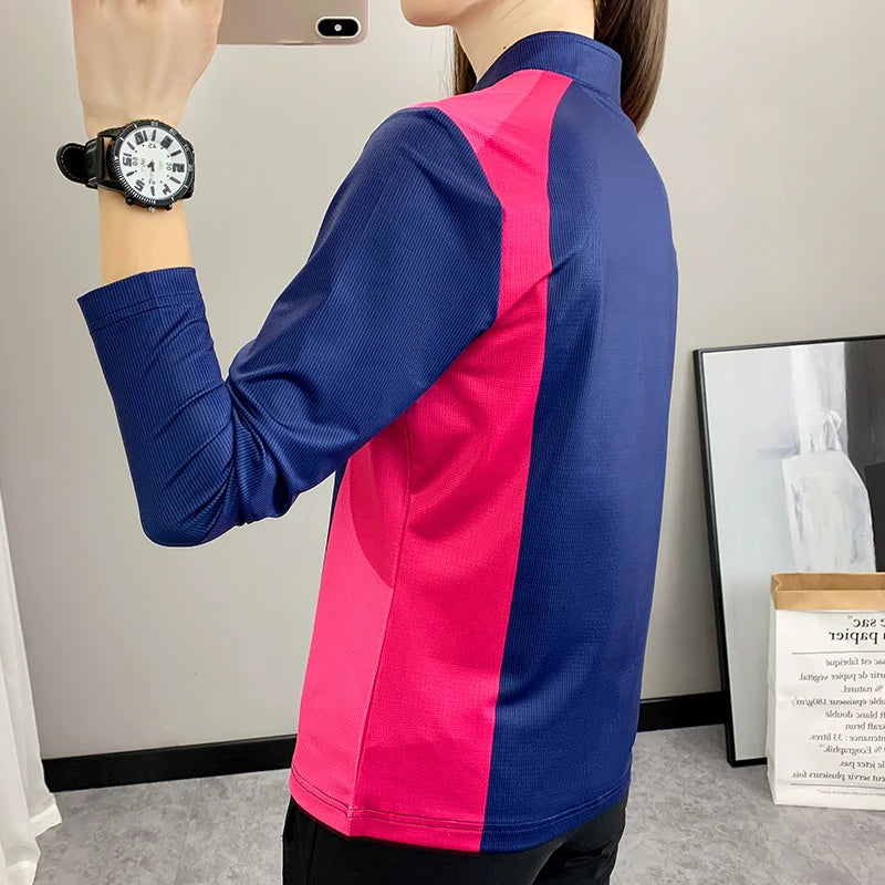 Quick Drying Long Sleeve T-Shirt for Female Breathable Outdoor Sweatshirt Fashion Leisure Print Women Hiking Running Marathon