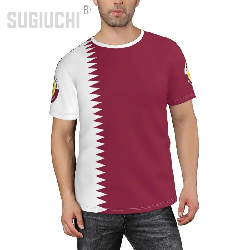 Custom Name Number Qatar Flag Emblem 3D T-shirts For Men Women Tees jersey team Clothes Soccer Football Fans Gift T shirt