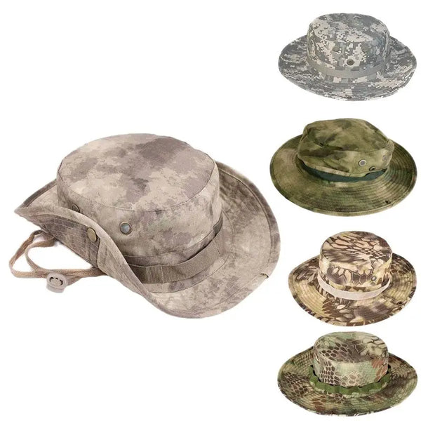 Hunting Bonnie Hat Tactical Airsoft Camouflage Camo Sniper Bucket Hats Outdoor Hiking Camping Fishing Cap