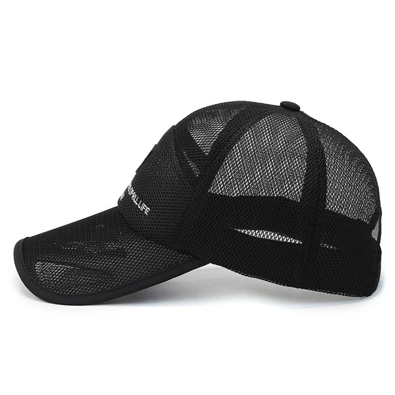 Men's Sport Hat Full Mesh Baseball Cap Breathable Summer Caps Dad Hat Outdoor Goft Fishing Hats Bone Gorras Snapback Trucker Cap