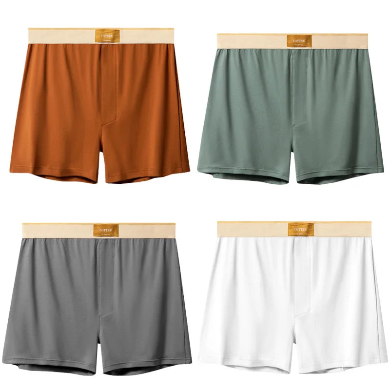 4pcs Male Arrow Pants Men Cotton Boxers Shorts Loose Mid-Waisted Men's Plus Size Underwear Homewear Comfortable Panties