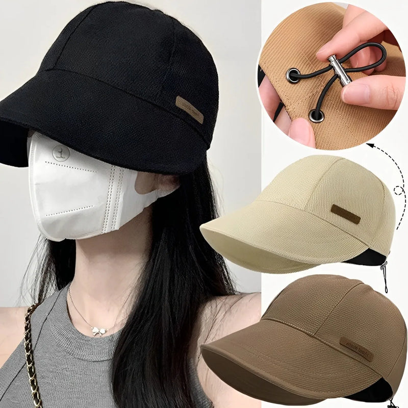 Women's Foldable Sunhat Summer Outdoor Beach Fisherman Hat Sunscreen UV Protection Cap Adjustable Cotton Wide Brim Bucket Caps