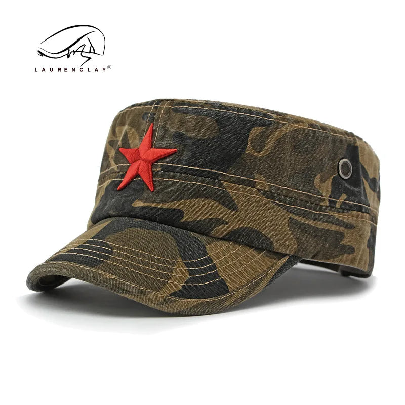 Men's Camouflage Flat Top Baseball Cap, Outdoor Sports Caps, Tactical Dad Hat, Casual Cadet, Trucker Hats