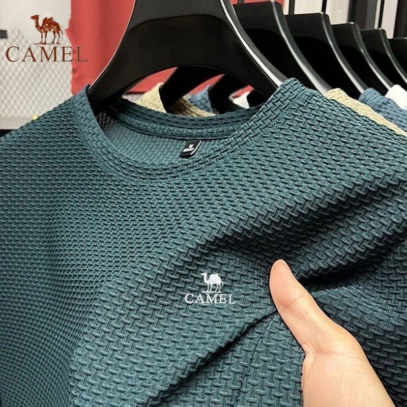 Summer New Men's Embroidered CAMEL Ice Silk Elastic Polo Shirt Luxury Fashion Leisure Breathable Cool Short Sleeved T-shirt Top