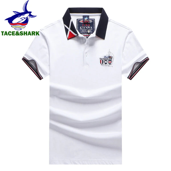 TACE&SHARK Fashion Personality Solid Color Embroidery Polo Shirt 2022 Summer Men Business Shark Polos Mens Casual Clothing