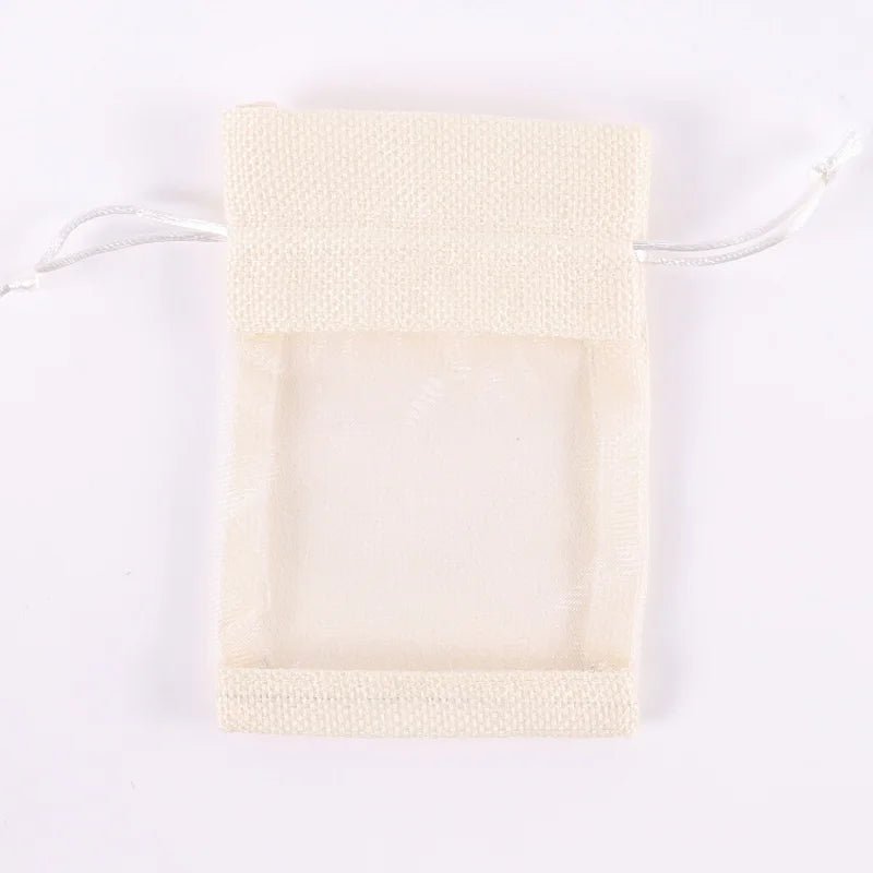 100/50pcs Drawstring Organza Bags Natural Burlap Gift Bags Multi Size Jewelry Packaging Wedding Bags Birthday Party Supplies Bag