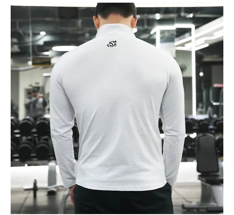 Men's Fitness Workout T-Shirt Top Half Zip Training Wear Quick Dry Running Exercise Long Sleeve Marathon Athletics Sweatshirts