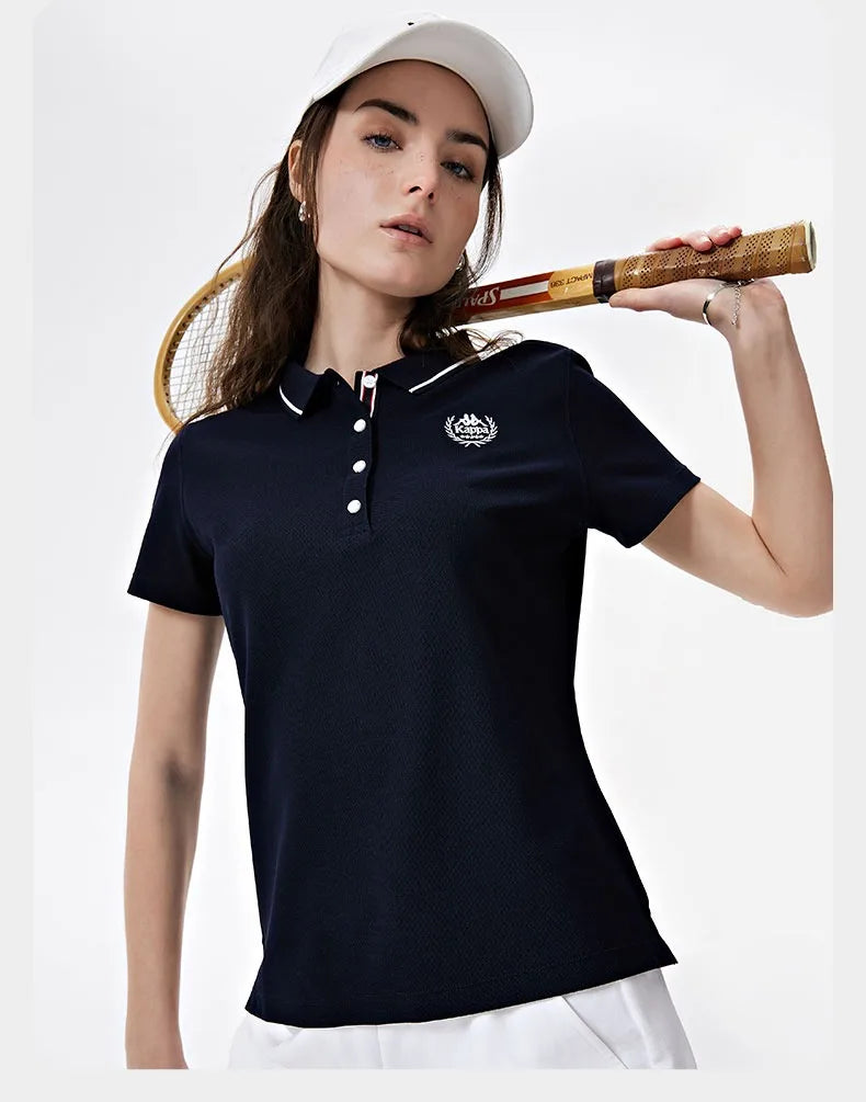 Kappa 2024 New Summer Sports Leisure Korean T-shirt Women's Simple Breathable Short-sleeved POLO Shirts Luxury Brand T-shirts