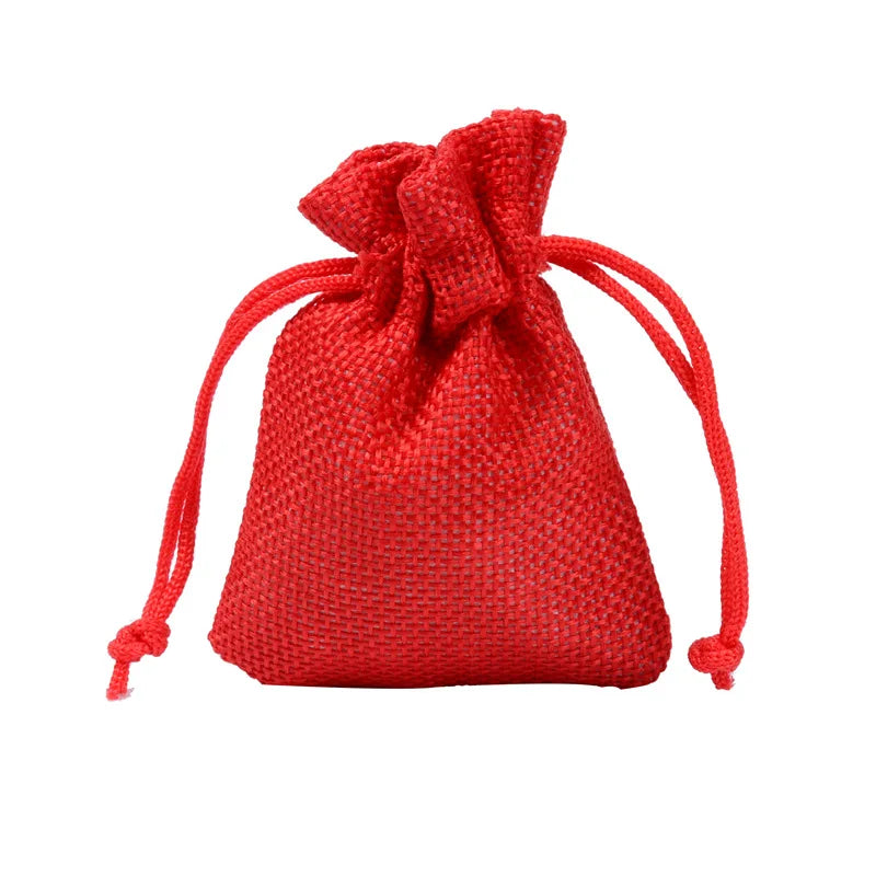 Hot Selling 10Pcs/Lot Multi-Color Jewelry Gift Drawstring Bags Jute Ring Necklace Burlap Storage Pouches Can Be Customized