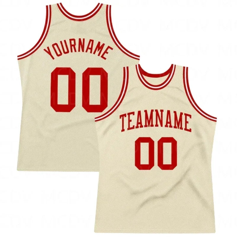 Custom  Red-Black Round Neck Rib-Knit Basketball Jersey  3D Print Team Name Number Vest Game Practice Clothes Adult/Youth