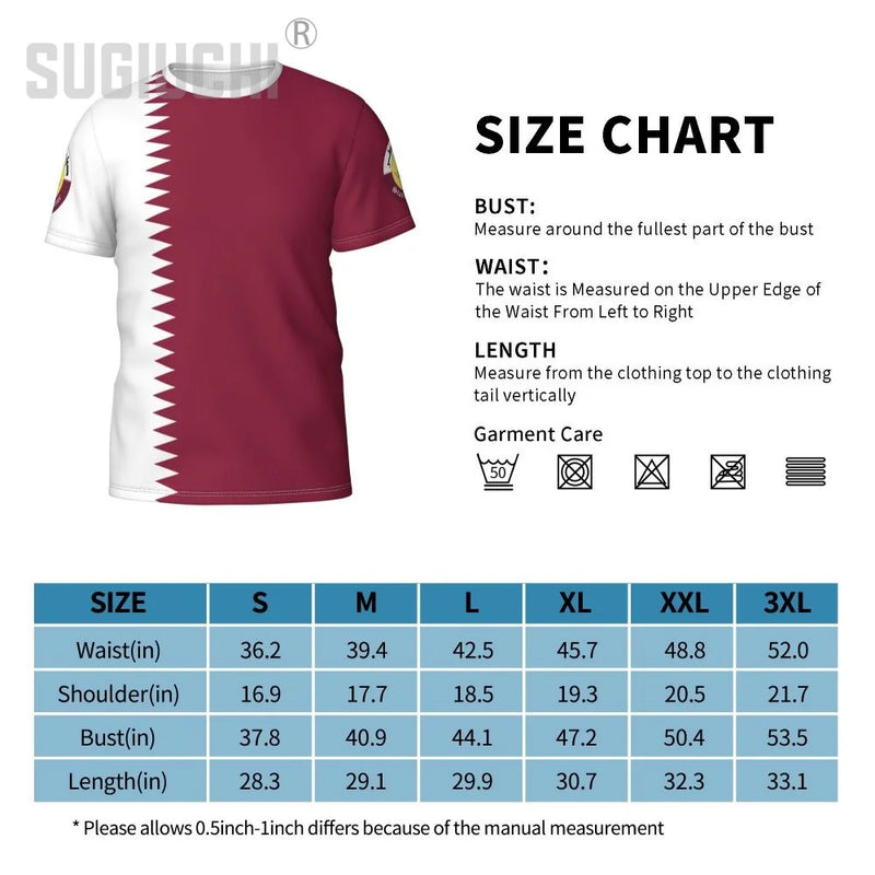 Custom Name Number Qatar Flag Emblem 3D T-shirts For Men Women Tees jersey team Clothes Soccer Football Fans Gift T shirt