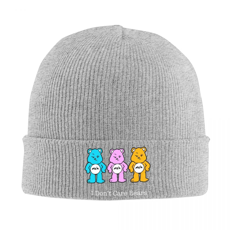 I Don't Care Bears 64153561 Beanie Hats Bonnet Hats Adult Unisex Vintage Kpop Knitted Hat Autumn Graphic Elastic Caps