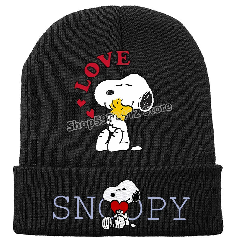 Snoopy Knitted Hats Kawaii Peanuts Comic Skullies Beanies Boys Girls Winter Warmer Bonnet Women Men Kids Casual Cap Anime Gift