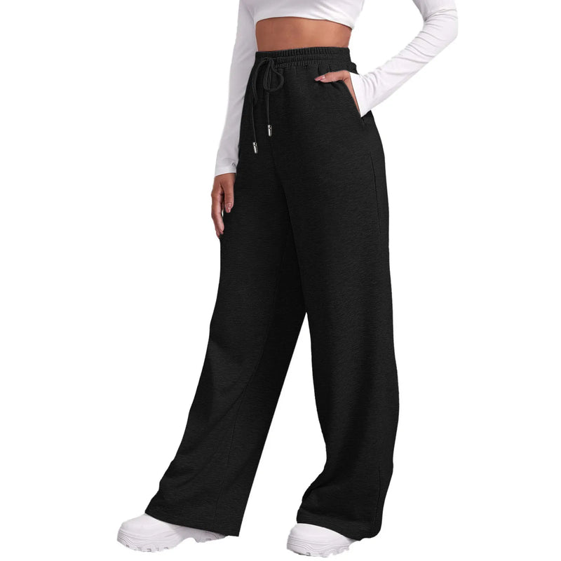 Women’s Fleece Lined Sweatpants Wide Straight Leg Pants Bottom Sweatpants Joggers Pants Workout High Waisted Pants With Pockets