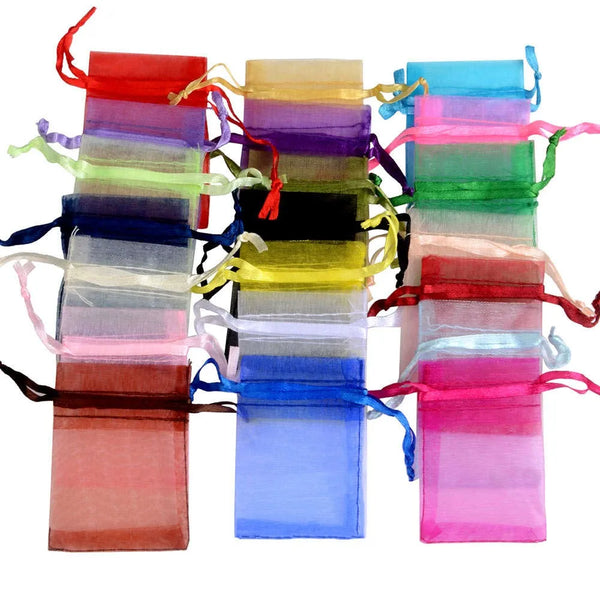 100pcs/lot Organza Gift Bag For Jewelry Multi-Color Drawstring Pouches For Wedding Christmas Candy Gift Bags Jewelry Packing