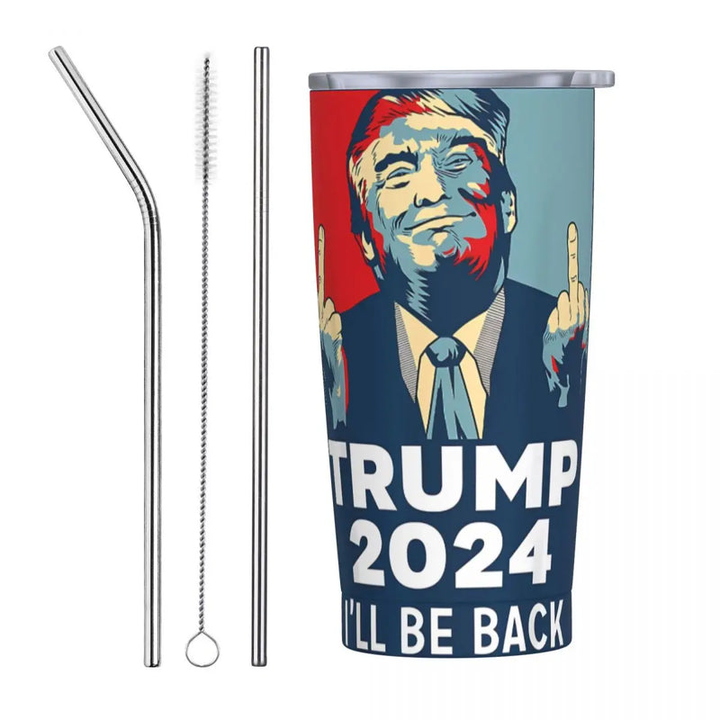 2024 I will be back Trump Coffee Cup Thermos Bottle Stainless Steel Double-layer Insulation Cold And Hot Travel Mug Vacuum Flask