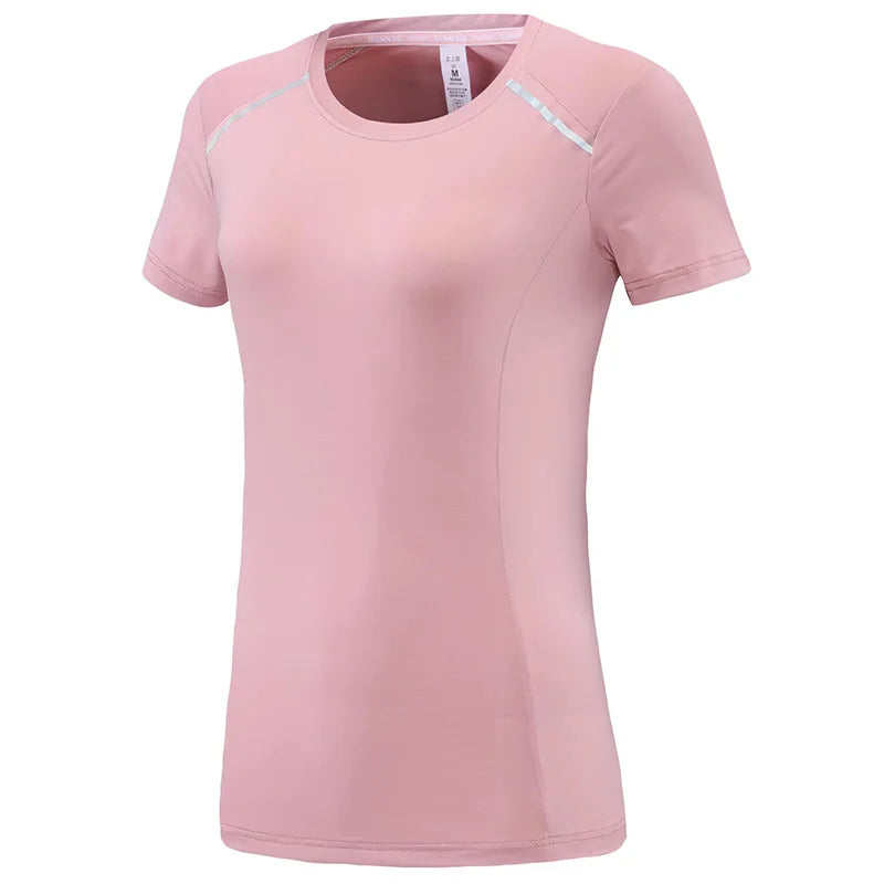 Women Yoga Shirts Solid Sport Crop Top Fashion T Shirt Gym Workout T-shirts Running  Short Sleeve Fitness Fast Dry Sportswear