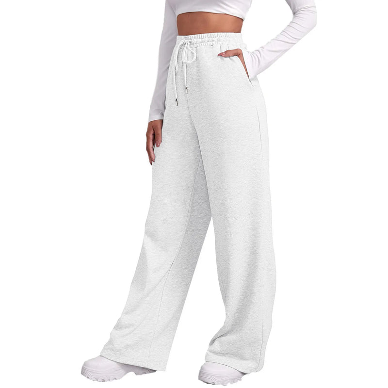 Women’s Fleece Lined Sweatpants Wide Straight Leg Pants Bottom Sweatpants Joggers Pants Workout High Waisted Pants With Pockets