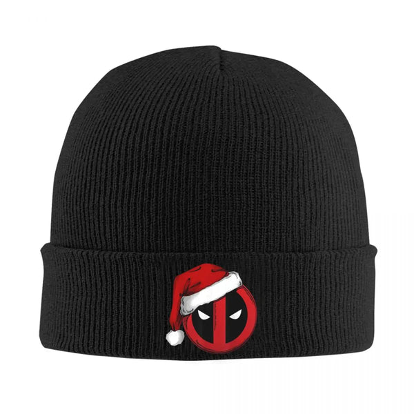 Deadpool Icon Santa Hat Christmas Graphic Bonnet Hats Beanie Hats Knitted Hat Spring Street Adult Unisex Kpop Head Wrap Cap