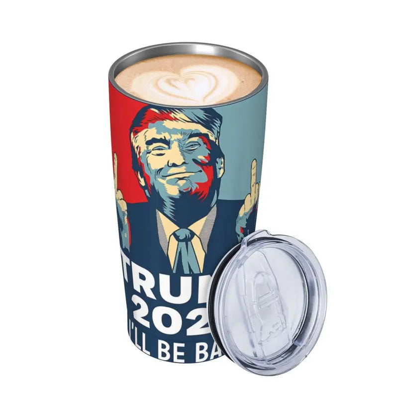 2024 I will be back Trump Coffee Cup Thermos Bottle Stainless Steel Double-layer Insulation Cold And Hot Travel Mug Vacuum Flask