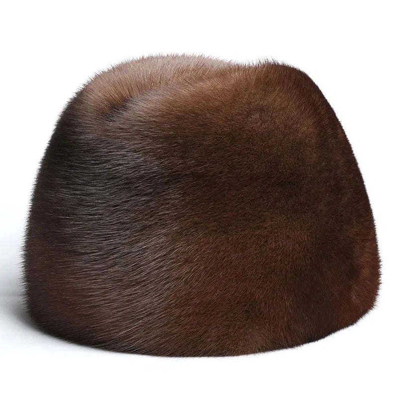 Luxury Winter Man Top Real Mink Fur Bomber Hat Male Genuine Marten Head Warm Black/Brown Caps Best Gift For Dad Gorras