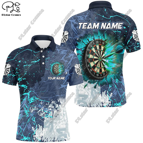 New custom personalized 3D printing  flame pattern darts POLO shirt T-shirt universal leisure team throwing sports series D-10