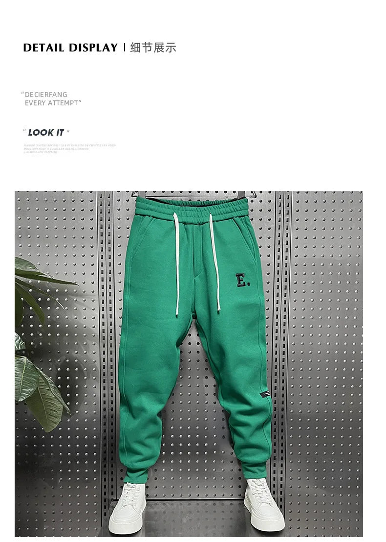 Men's Joggers Casual Pants Korean Sweatpants Workout Running Gym Fitness Green Sports Trousers Men Clothing Letter Embroidery