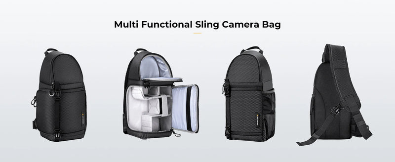 K&F Concept 10L Camera Sling Bag Crossbody Bag Waterproof Camera Shoulder Backpack for DSLR Camera Case with Tripod Holder