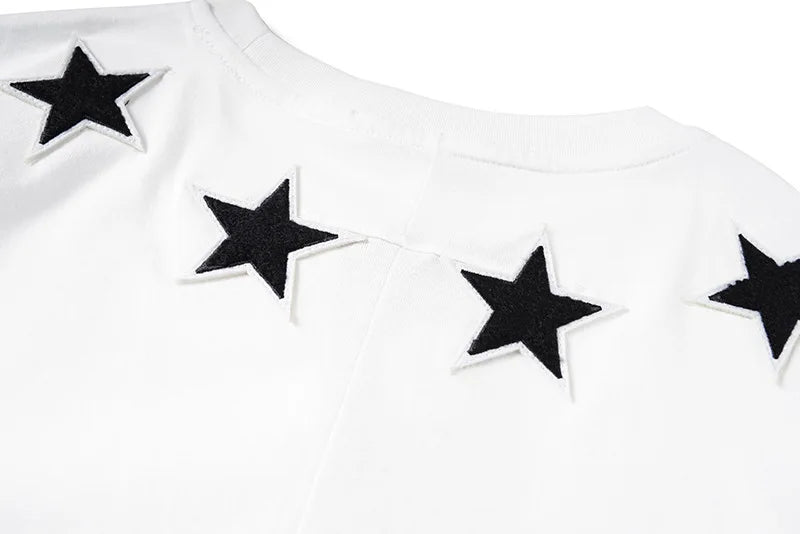 Fashion 2022 Brand Star 74 Digital Flocking Embroidery Cotton Short-sleeved O-neck T-shirt for Men Women Lovers Tees Streetwear