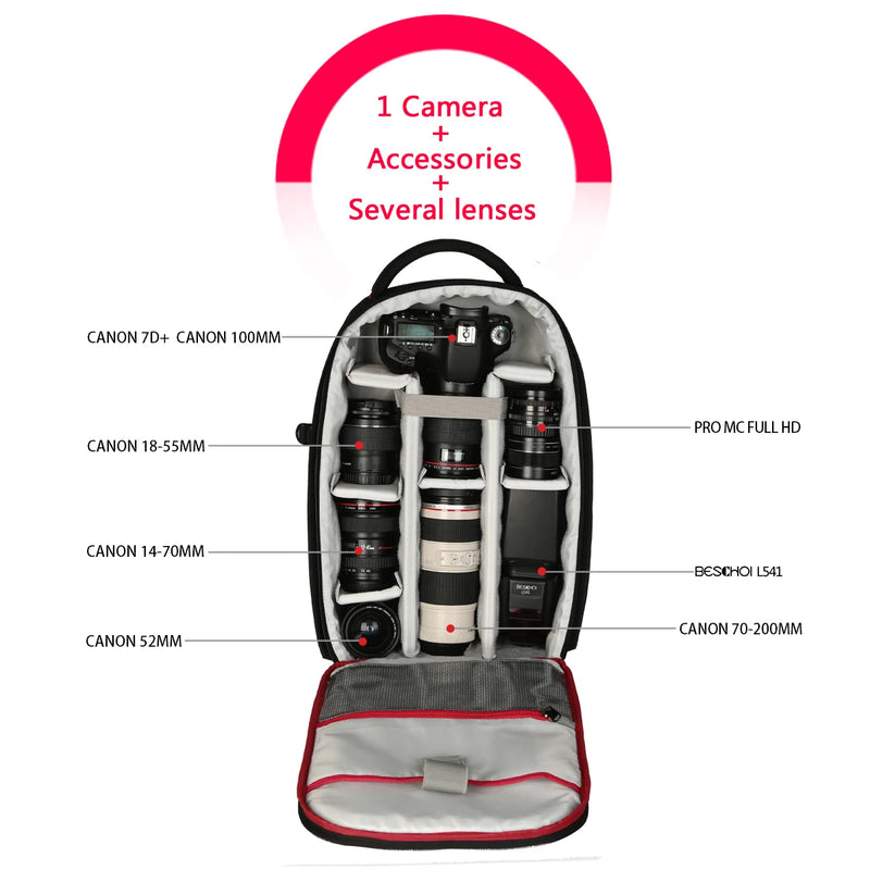 K&F Concept Travel Camera Backpack 17L Shockproof Camera Bag for Sony Canon DSLR/SLR Camera Case 14" Laptop with Tripod Strap