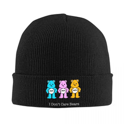 I Don't Care Bears 64153561 Beanie Hats Bonnet Hats Adult Unisex Vintage Kpop Knitted Hat Autumn Graphic Elastic Caps