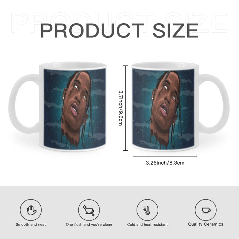 Jackboys Travis Scott Coffee Mug 11oz Fun Ceramic Coffee Tea Cocoa Cup Handle Tea Drink Cup