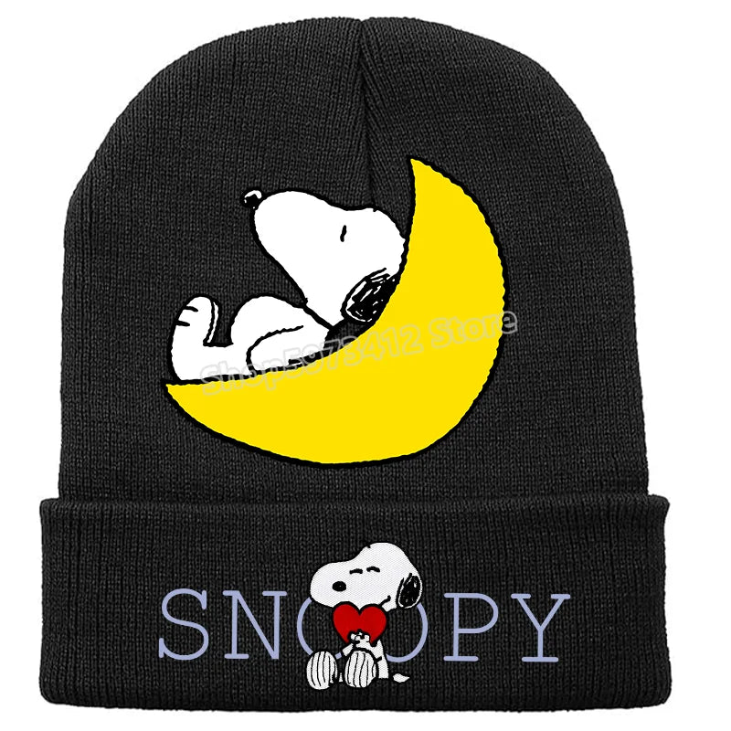 Snoopy Knitted Hats Kawaii Peanuts Comic Skullies Beanies Boys Girls Winter Warmer Bonnet Women Men Kids Casual Cap Anime Gift